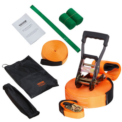 Slackline Kit with Training Line, 18.3m Backyard Slack Line Equipment, Easy Setup Tight Rope for Kids Adults, Complete Slackline Set with Tree Protectors, Arm Trainer, Carry Bag, and Instruction - Image 9