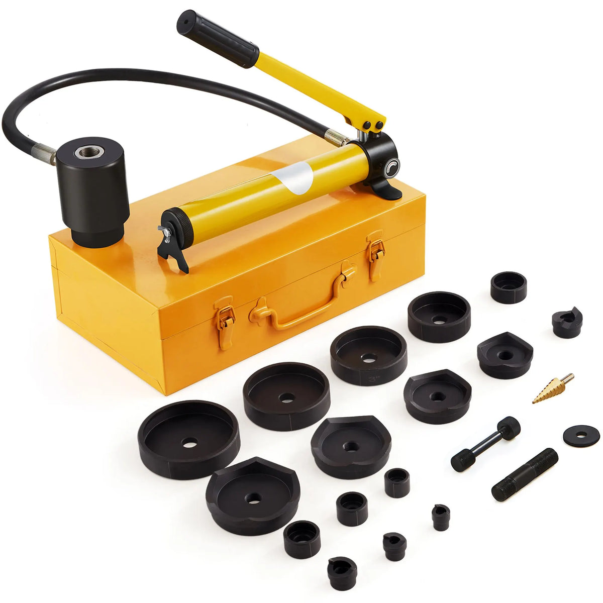 15 Ton Hydraulic Knockout Punch Kit, 1/2" to 4" Conduit Hole Cutter Set, KO Tool Kits with Puncher 10 Piece, Metal Sheet Driver Tools, For Aluminum, Brass, Stainless Steel, Fiberglass and Plasti - Image 9