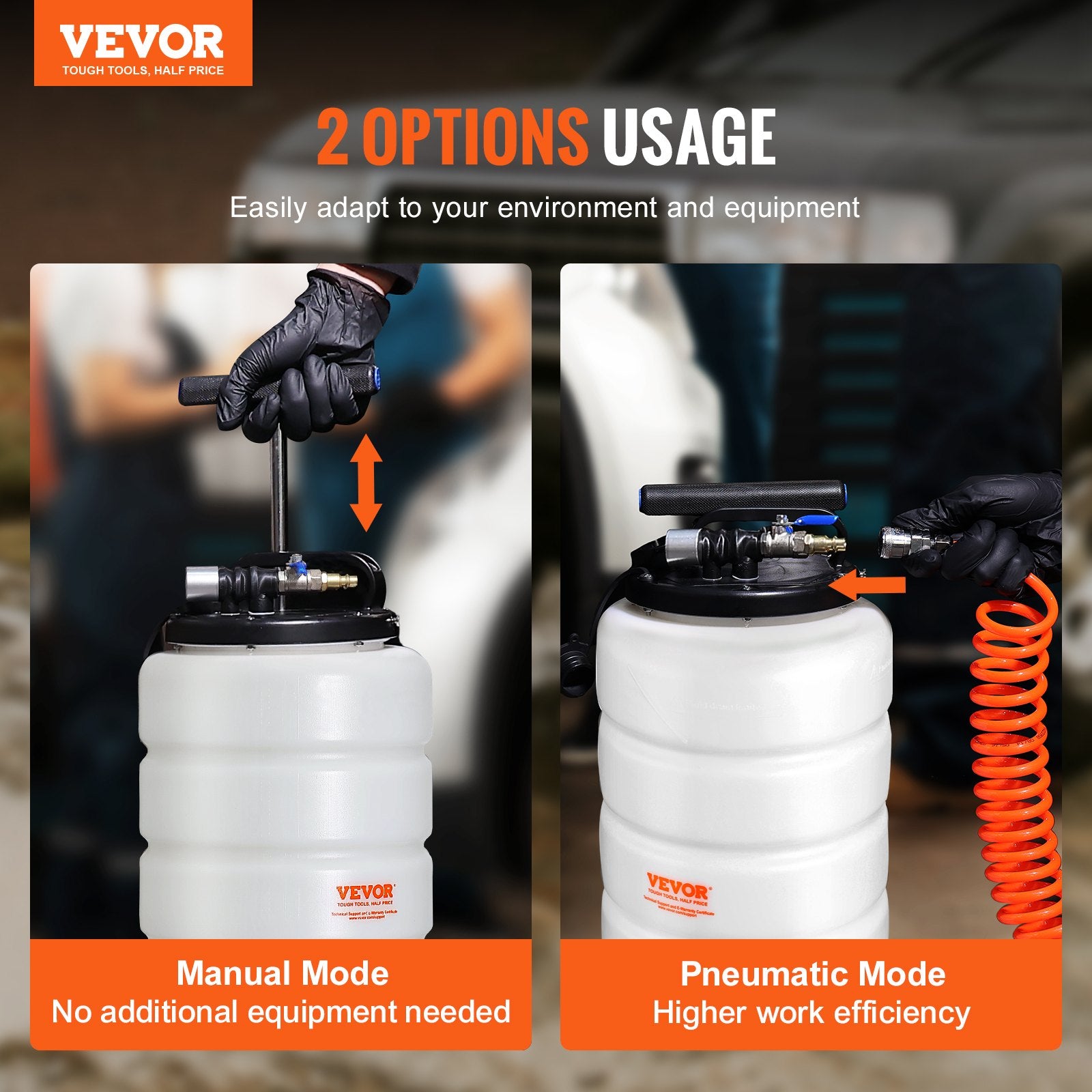 Fluid Extractor, 15 Liters Capacity, Pneumatic/Manual Oil Changer Vacuum Fluid Extractor with Dipstick and Liquid Suction Hose, Oil Extractor Change Pump for Automotive Fluids Vacuum Evacuation - Image 2