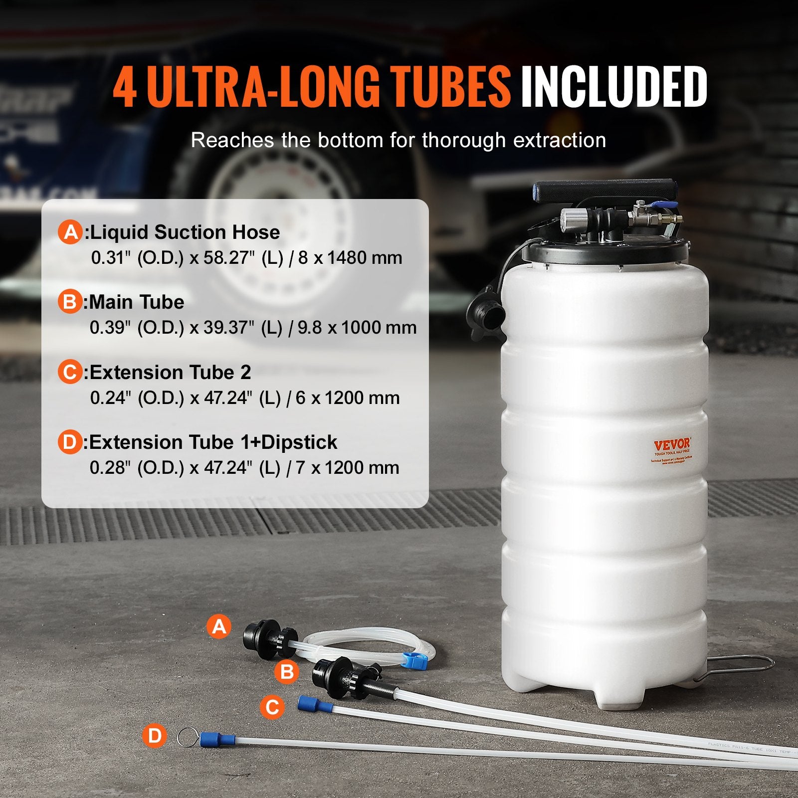 Fluid Extractor, 15 Liters Capacity, Pneumatic/Manual Oil Changer Vacuum Fluid Extractor with Dipstick and Liquid Suction Hose, Oil Extractor Change Pump for Automotive Fluids Vacuum Evacuation - Image 4