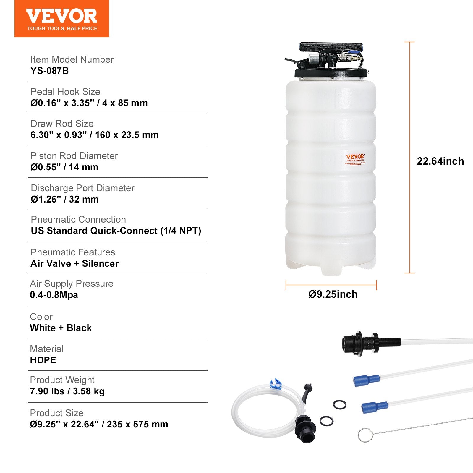 Fluid Extractor, 15 Liters Capacity, Pneumatic/Manual Oil Changer Vacuum Fluid Extractor with Dipstick and Liquid Suction Hose, Oil Extractor Change Pump for Automotive Fluids Vacuum Evacuation - Image 7
