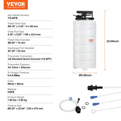 Fluid Extractor, 15 Liters Capacity, Pneumatic/Manual Oil Changer Vacuum Fluid Extractor with Dipstick and Liquid Suction Hose, Oil Extractor Change Pump for Automotive Fluids Vacuum Evacuation - Image 7
