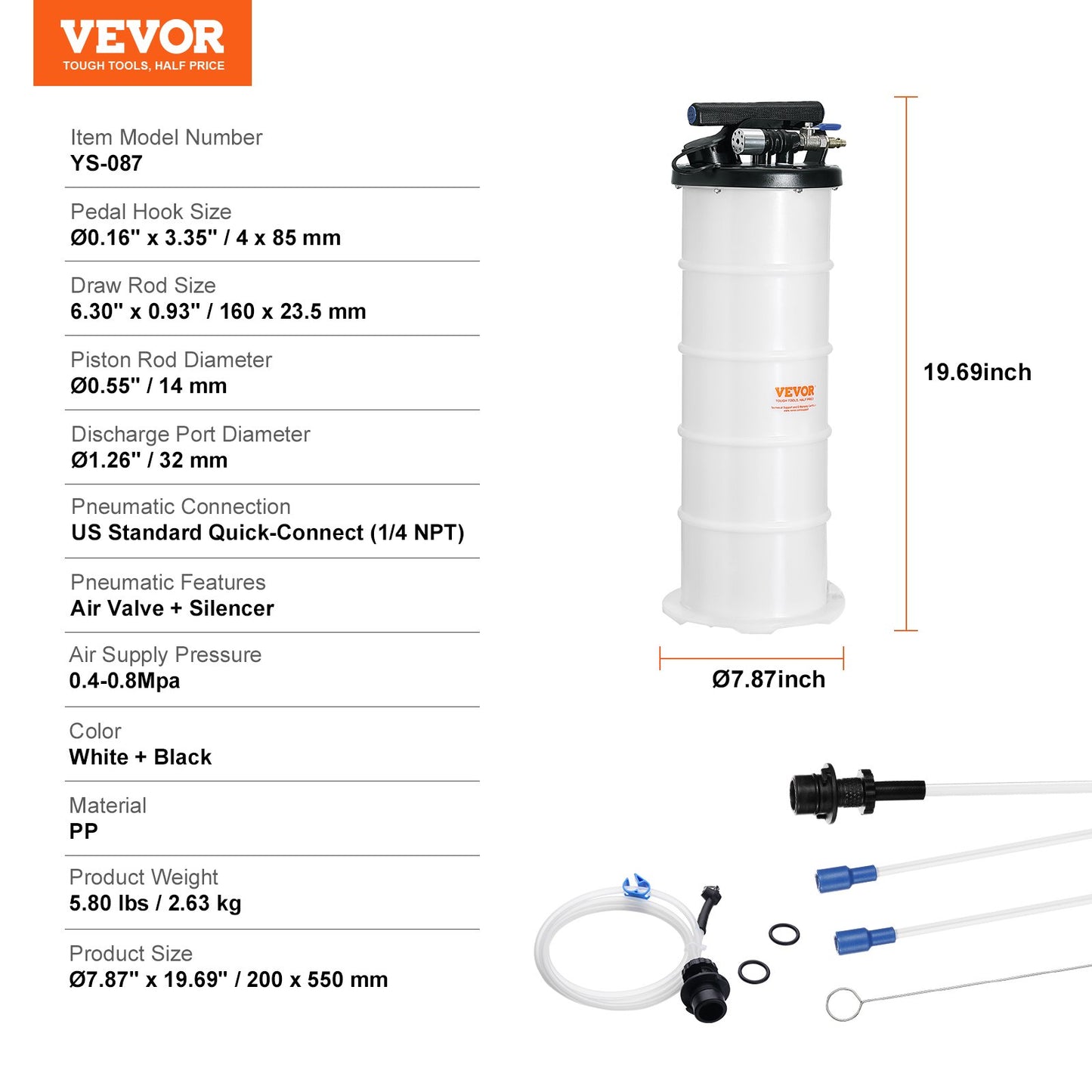 Fluid Extractor, 6.5 Liters Capacity, Pneumatic/Manual Oil Changer Vacuum Fluid Extractor with Dipstick and Liquid Suction Hose, Oil Extractor Change Pump for Automotive Fluids Vacuum Evacuation - Image 7