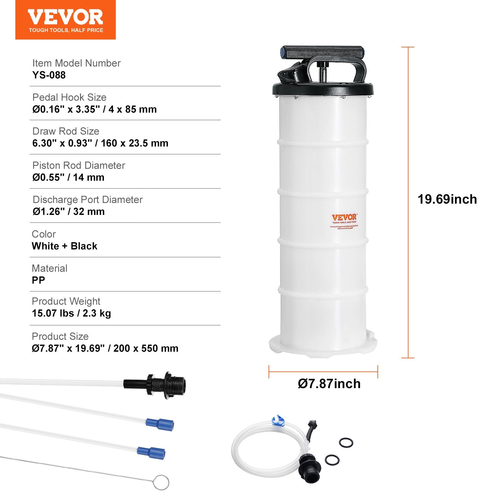 Fluid Extractor, 6.5 Liters Capacity, Manual Hand-Operated Oil Changer Vacuum Fluid Extractor with Dipstick and Suction Hose, Oil Extractor Change Pump for Automotive Fluids Vacuum Evacuation - Image 7