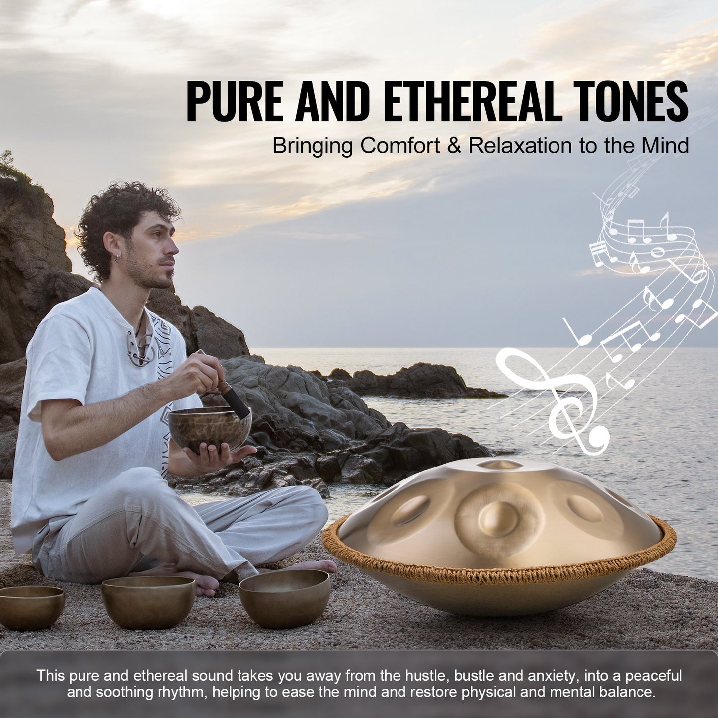 Handpan Drum 22 in 10 Notes D Minor Hand Drum Instrument with Mallet - Image 3
