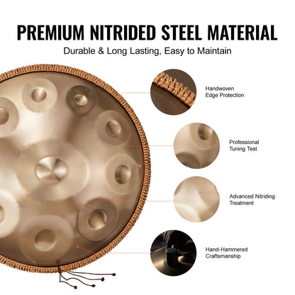 Handpan Drum 22 in 10 Notes D Minor Hand Drum Instrument with Mallet - Image 4