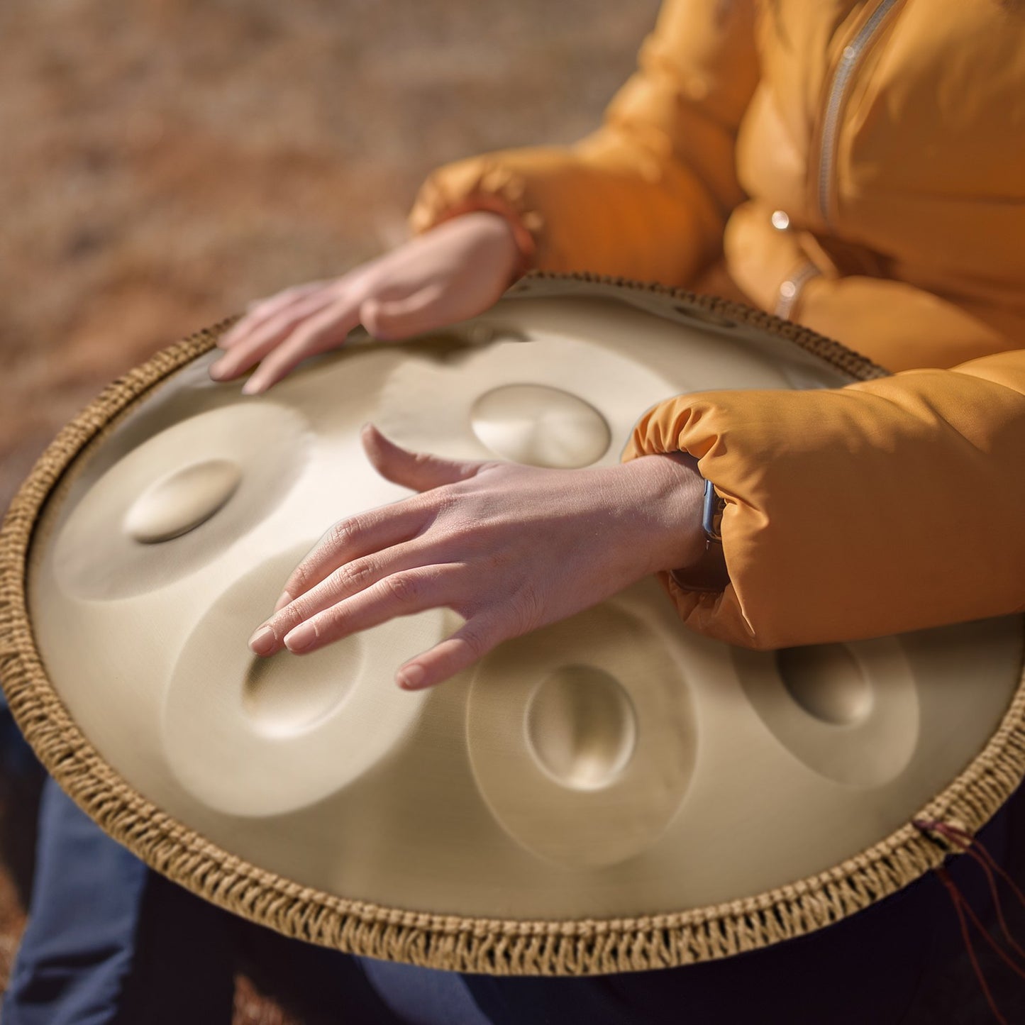 Handpan Drum 22 in 10 Notes D Minor Hand Drum Instrument with Mallet - Image 8