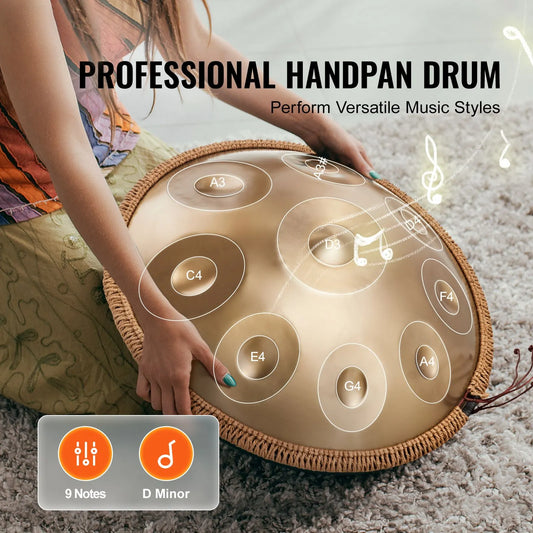 Handpan Drum 22 in 9 Notes D Minor Steel Hand Drum with Mallets for Adult - Image 2