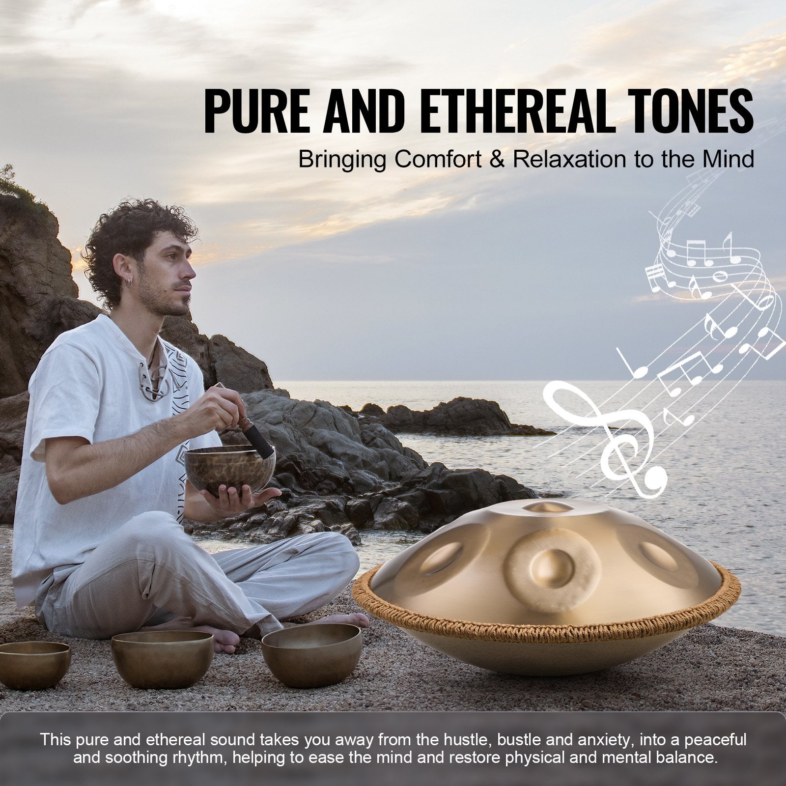Handpan Drum 22 in 9 Notes D Minor Steel Hand Drum with Mallets for Adult - Image 3