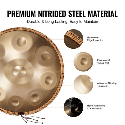 Handpan Drum 22 in 9 Notes D Minor Steel Hand Drum with Mallets for Adult - Image 4