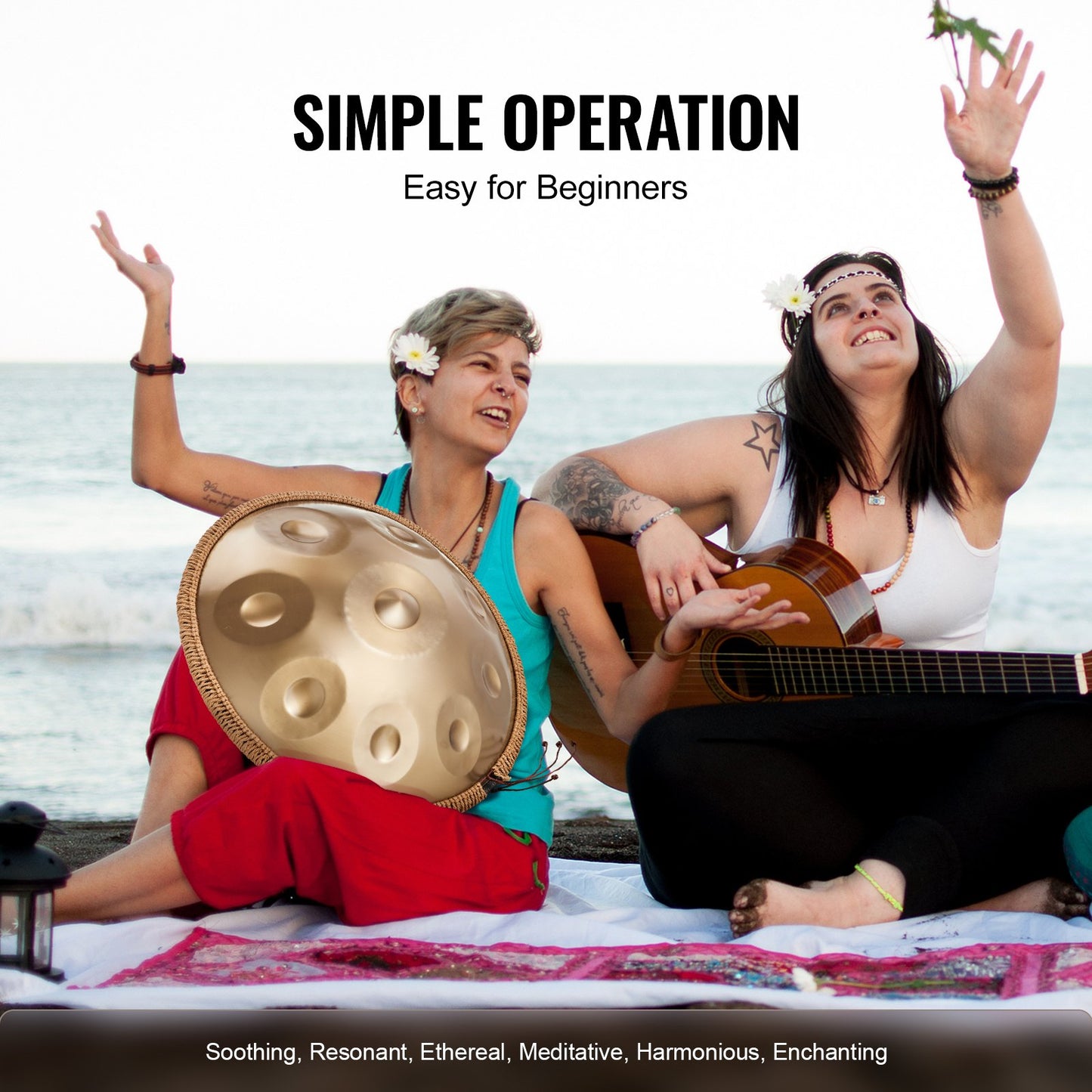 Handpan Drum 22 in 9 Notes D Minor Steel Hand Drum with Mallets for Adult - Image 6