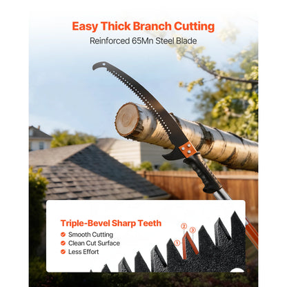 Manual Pole Saw, 2.24 m-8.24 m Extendable Tree Pruner, Sharp Steel Blade High Branches Trimming, Manual Branch Trimmer with Lightweight 8 Fiberglass Handles, for Pruning Palms and Shrubs - Image 3