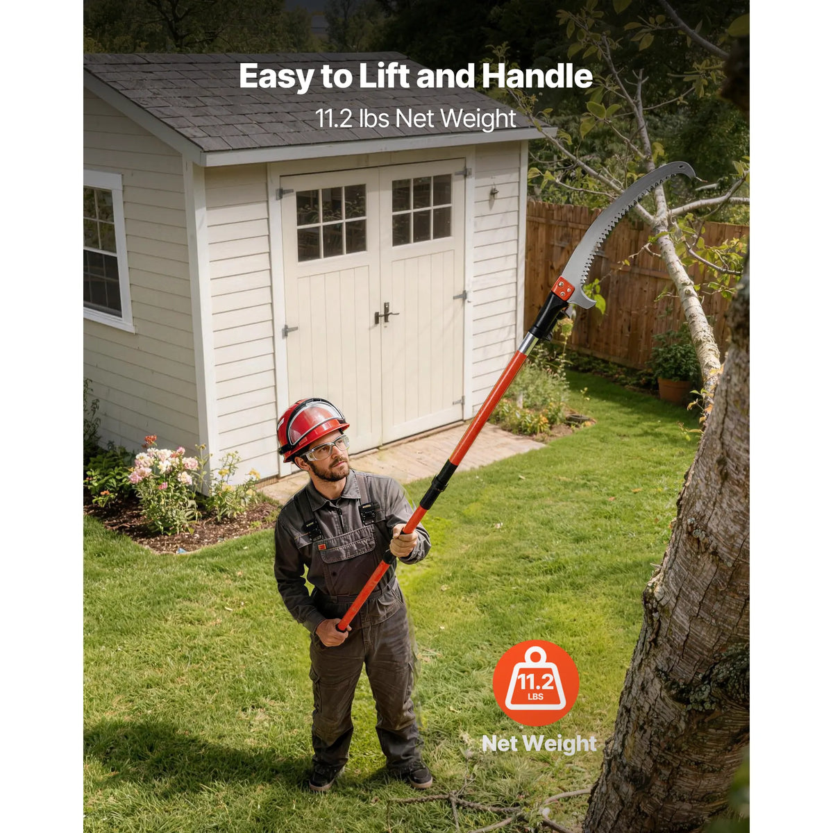 Manual Pole Saw, 2.24 m-8.24 m Extendable Tree Pruner, Sharp Steel Blade High Branches Trimming, Manual Branch Trimmer with Lightweight 8 Fiberglass Handles, for Pruning Palms and Shrubs - Image 7