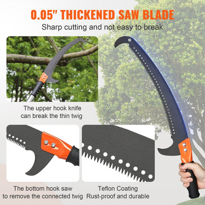 Manual Pole Saw, 2.24 m-8.24 m Extendable Tree Pruner, Sharp Steel Blade High Branches Trimming, Manual Branch Trimmer with Lightweight 8 Fiberglass Handles, for Pruning Palms and Shrubs - Image 4
