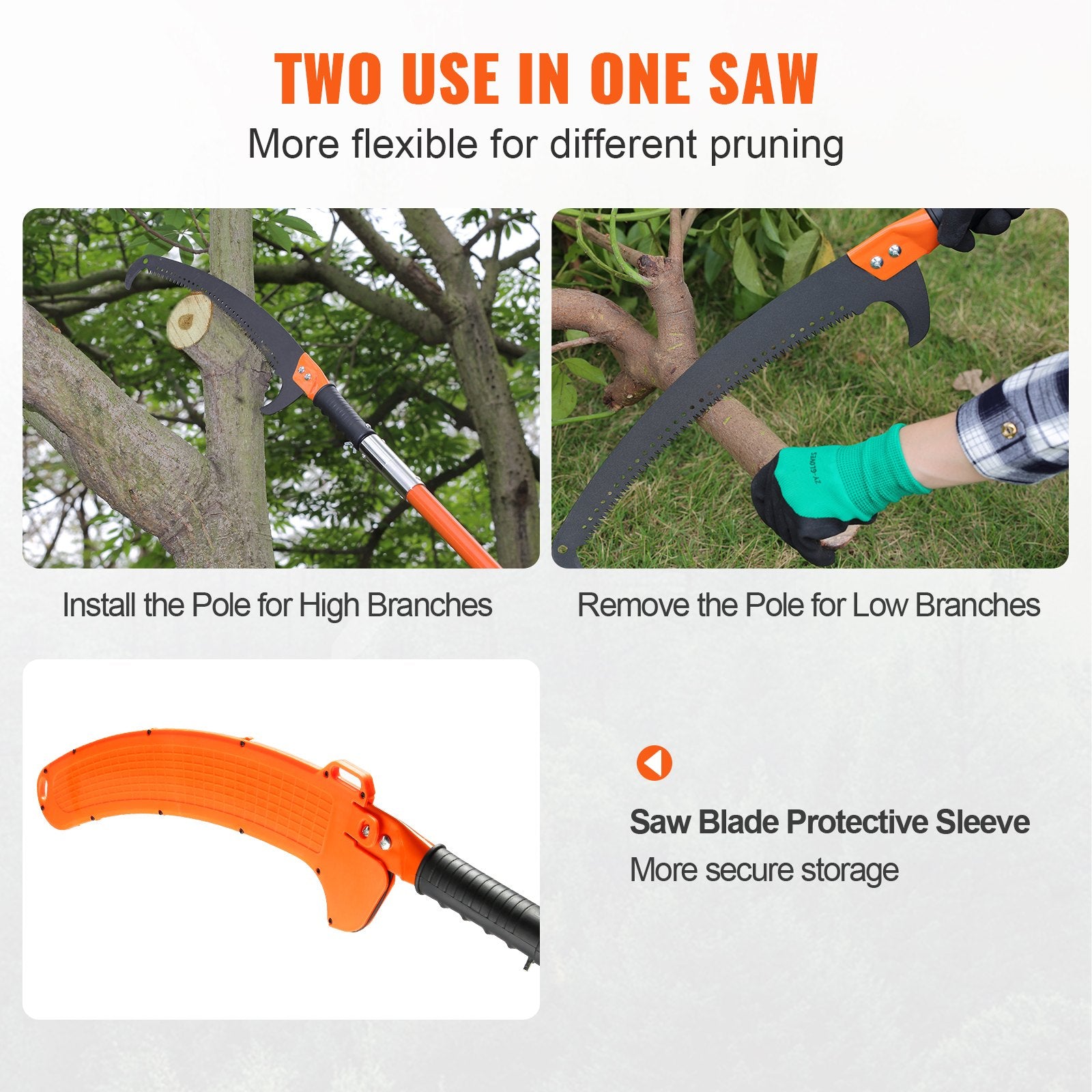 Manual Pole Saw, 2.24 m-8.24 m Extendable Tree Pruner, Sharp Steel Blade High Branches Trimming, Manual Branch Trimmer with Lightweight 8 Fiberglass Handles, for Pruning Palms and Shrubs - Image 5