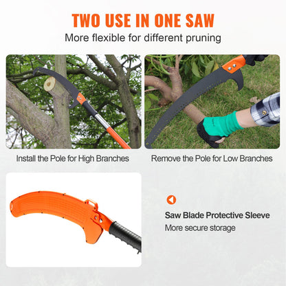 Manual Pole Saw, 2.24 m-8.24 m Extendable Tree Pruner, Sharp Steel Blade High Branches Trimming, Manual Branch Trimmer with Lightweight 8 Fiberglass Handles, for Pruning Palms and Shrubs - Image 5