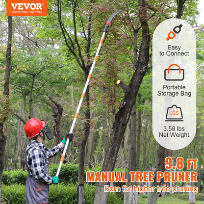 Manual Pole Saw Extendable Tree Pruner 1.4 m-3 m Aluminum Alloy Pole - Image 2