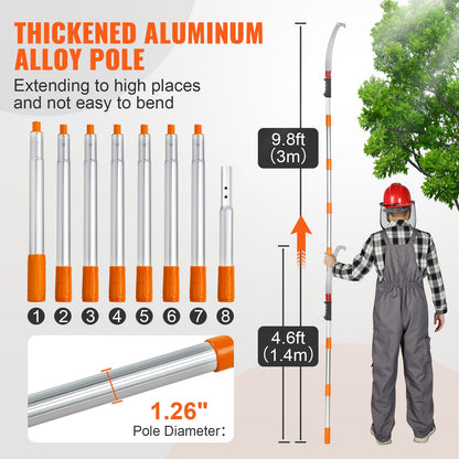 Manual Pole Saw Extendable Tree Pruner 1.4 m-3 m Aluminum Alloy Pole - Image 3