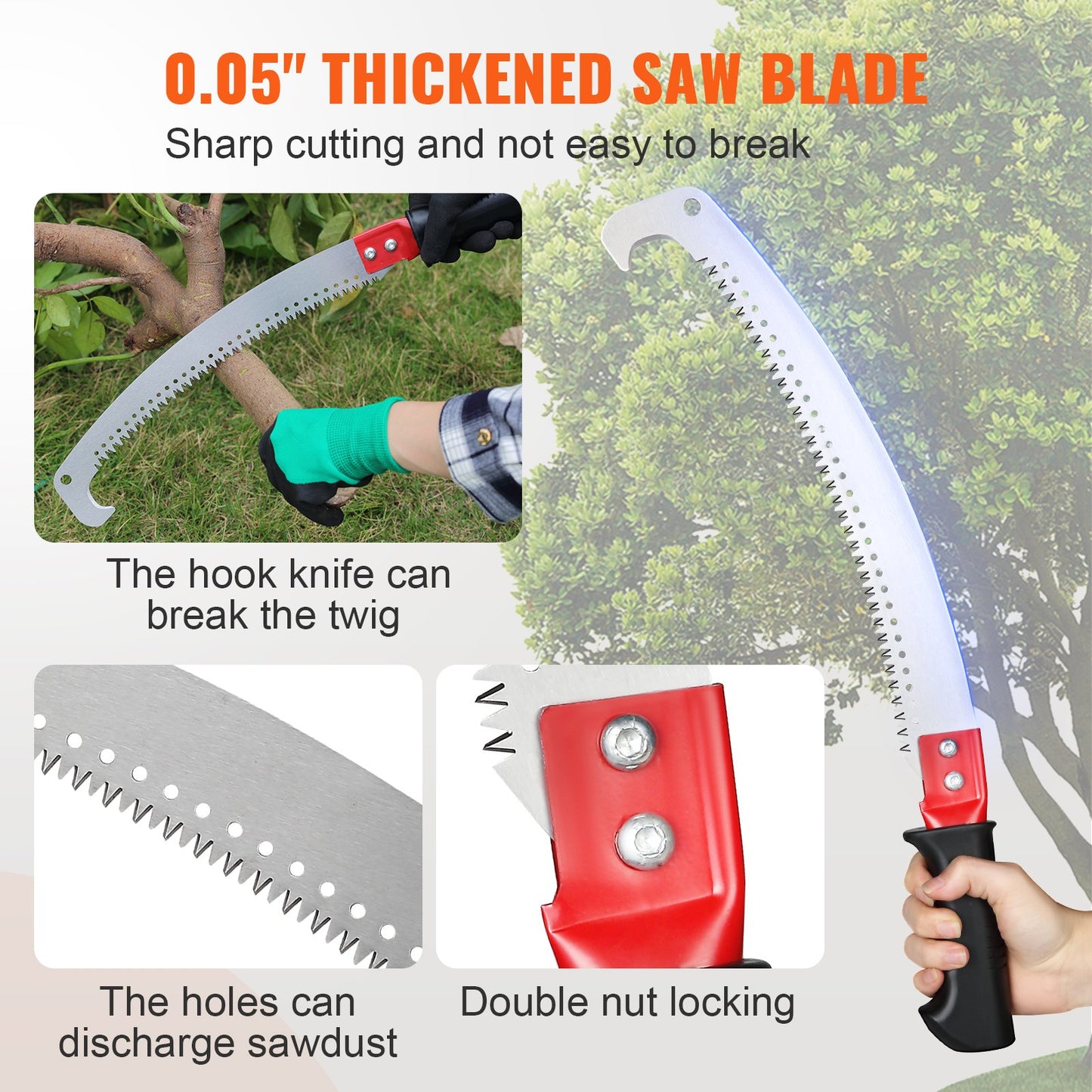 Manual Pole Saw Extendable Tree Pruner 1.4 m-3 m Aluminum Alloy Pole - Image 4