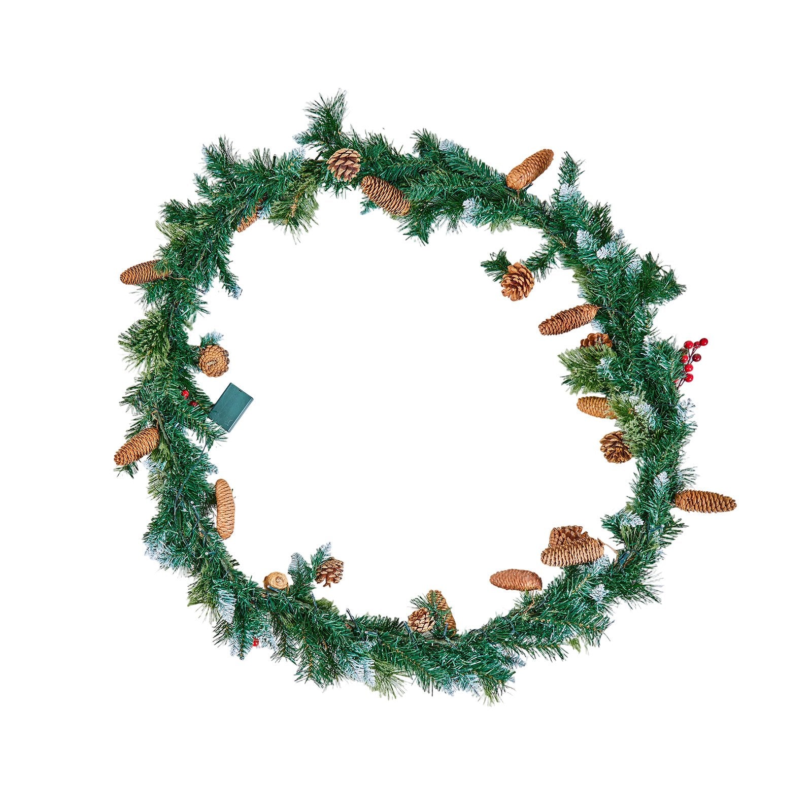 Christmas Garland, 2750mm Artificial Christmas Garland with Light String, Faux Greenery Decoration with Berry Clusters, Pine Needles, Pine Cones, Realistic Xmas Collection for Mantel Fireplace - Image 9