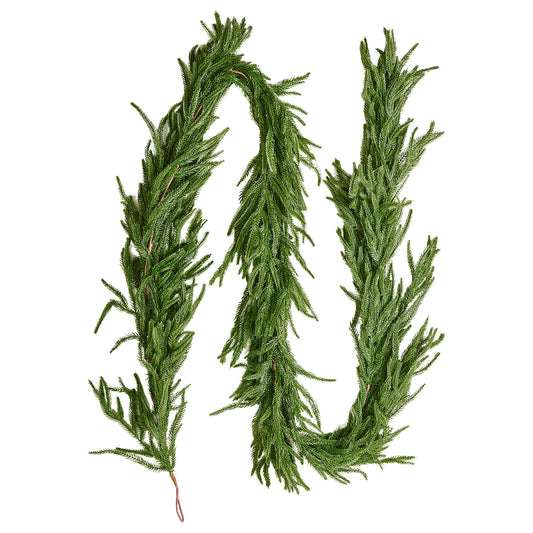Christmas Garland, 2750 mm Realistic Norfolk Pine Garland, Evergreen Real Touch Artificial Faux Greenery Garlands, for Holiday Indoor Outdoor Xmas Decoration on Table, Mantel, and Fireplace