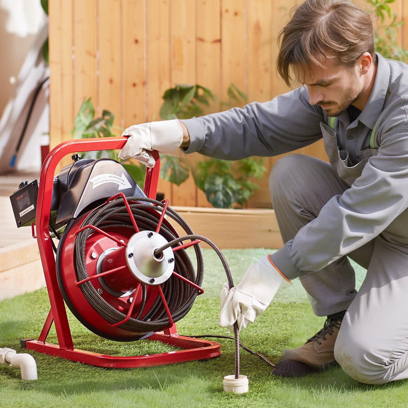 Drain Cleaner Machine Drain Auger 50FT x 3/8 Inch Manual Feed & 4 Cutters - Image 8