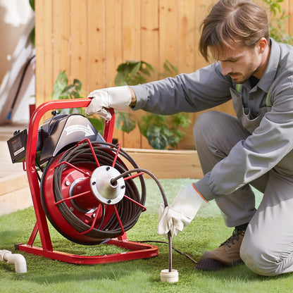 Drain Cleaner Machine Drain Auger 50FT x 3/8 Inch Manual Feed & 4 Cutters - Image 8