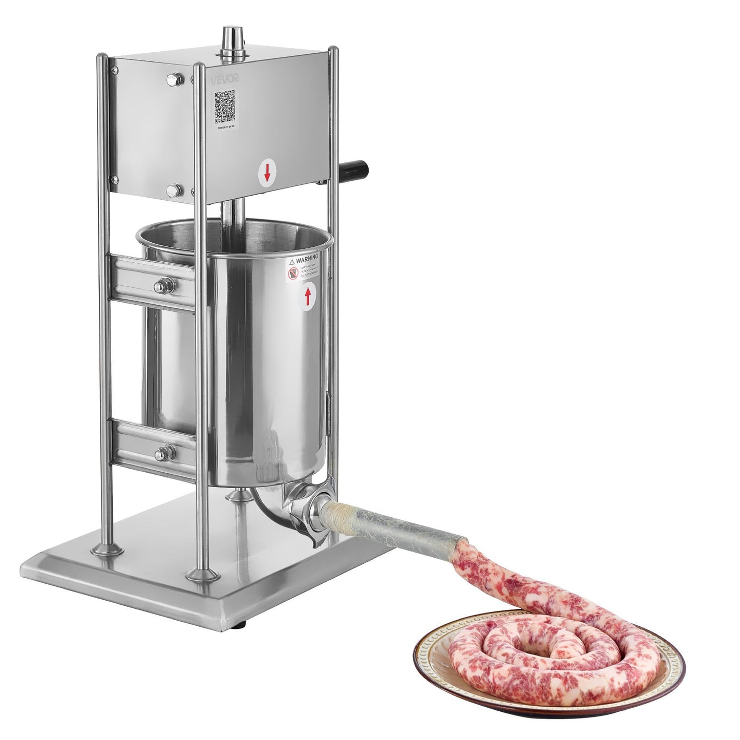 Manual Sausage Stuffer, 22 LBS / 10 L Vertical Meat Stuffer, Dual-Speed Sausage Casing Meat Filling Machine, Stainless Steel Heavy Duty Filler with 5 Stuffing Tubes, for Commercial & Home Use - Image 9