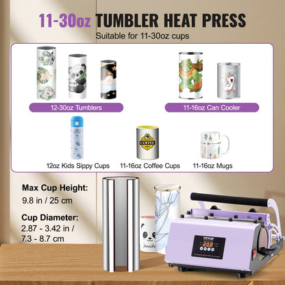 Tumbler Heat Press Machine 11-30oz Mug Press Sublimation Tumblers Purple - Image 2