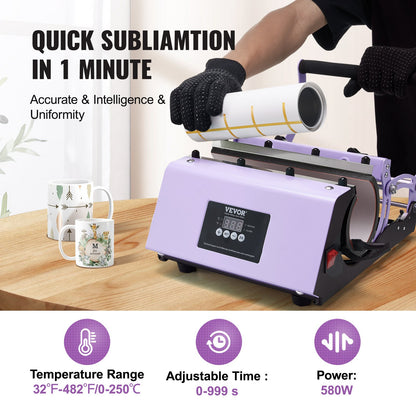 Tumbler Heat Press Machine 11-30oz Mug Press Sublimation Tumblers Purple - Image 4