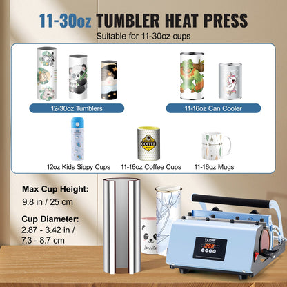 Tumbler Heat Press Machine 11-30oz Mug Press Sublimation Tumblers Blue - Image 2