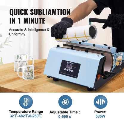 Tumbler Heat Press Machine 11-30oz Mug Press Sublimation Tumblers Blue - Image 4