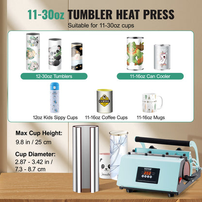 Tumbler Heat Press Machine 11-30oz Mug Press Sublimation Tumblers Green - Image 2
