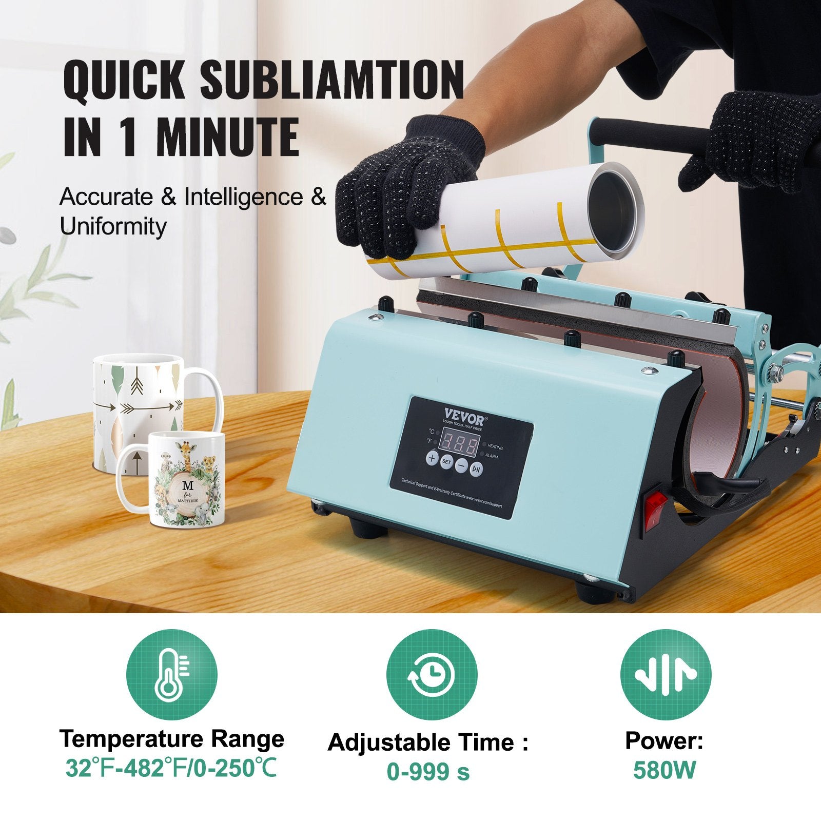 Tumbler Heat Press Machine 11-30oz Mug Press Sublimation Tumblers Green - Image 4
