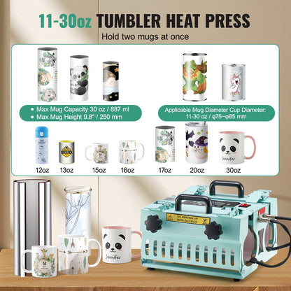 Tumbler Heat Press Machine 2 Station Heaters 11-30oz Mug Press Sublimation - Image 3