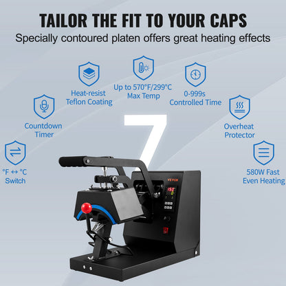 Hat Heat Press Cap Heat Press Machine 4 Heating Pads Sublimation Transfer - Image 4