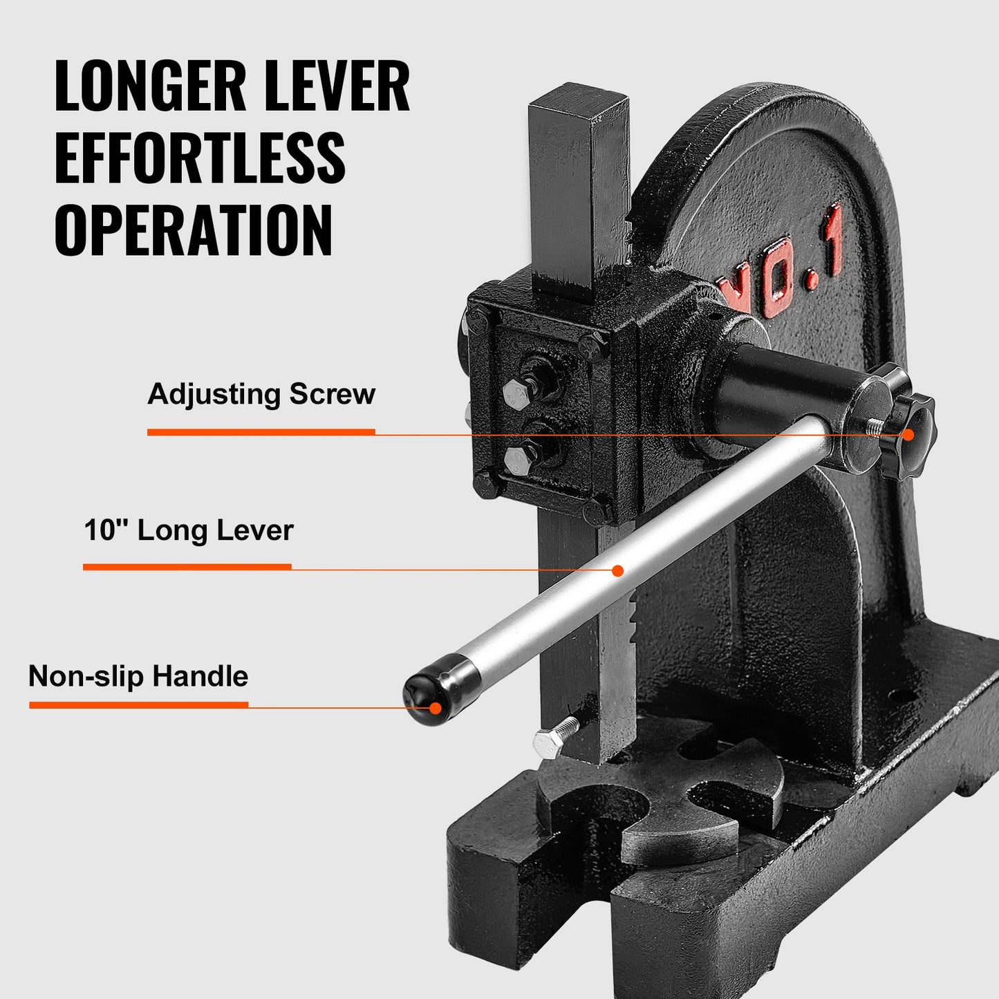 Arbor Press, 1 Ton Manual Arbor Press, 5.9" Maximum Height, Cast Iron Heavy-duty Manual Desktop Arbor Press, Precision Hand Press for Stamping, Bending, Stretching, Forming - Image 4