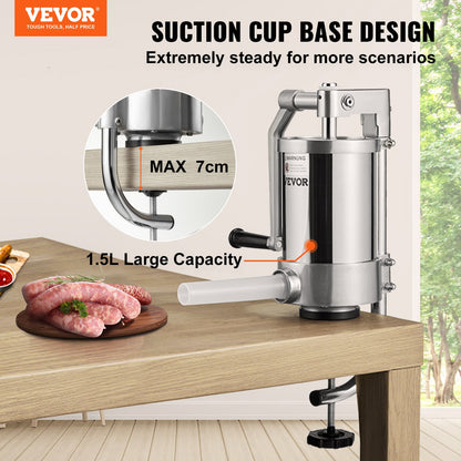Sausage Stuffer 2.5LBS/1.5L Capacity Homemade Sausage Maker Stainless Steel - Image 2