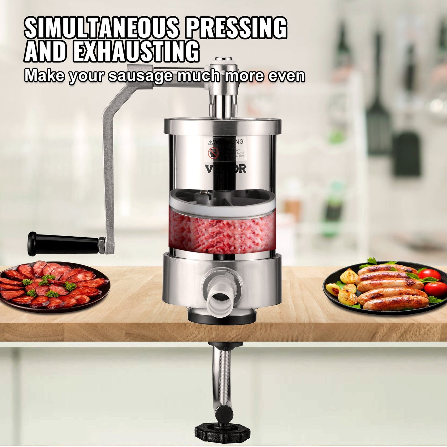 Sausage Stuffer 2.5LBS/1.5L Capacity Homemade Sausage Maker Stainless Steel - Image 4