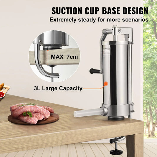 Sausage Stuffer 5LBS/3L Capacity Homemade Sausage Maker Stainless Steel - Image 2