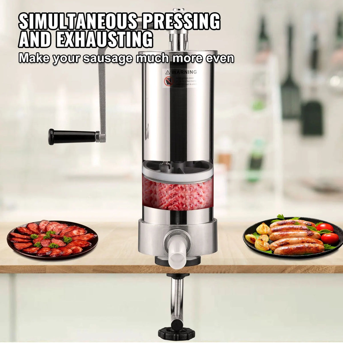 Sausage Stuffer 5LBS/3L Capacity Homemade Sausage Maker Stainless Steel - Image 4