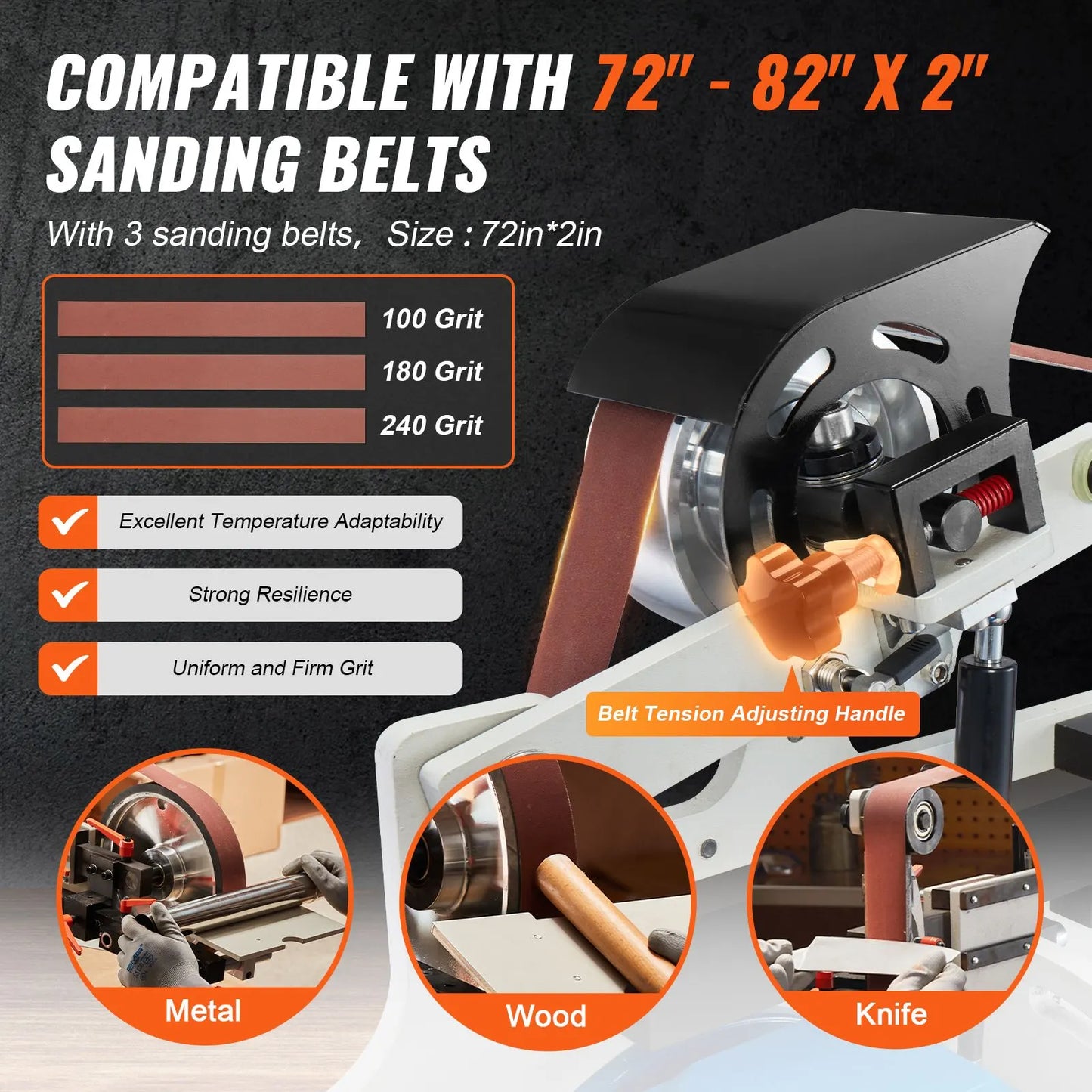 Belt Grinder Sander 72 x 2-Inch Belt Polisher with VFD 3 Grinding Moulds - Image 4