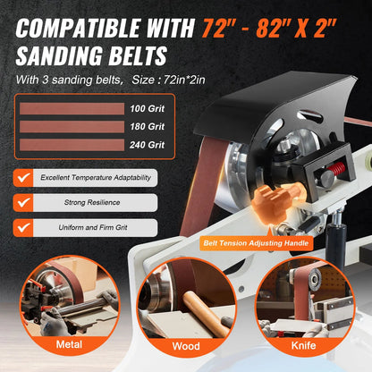 Belt Grinder Sander 72 x 2-Inch Belt Polisher with VFD 3 Grinding Moulds - Image 4