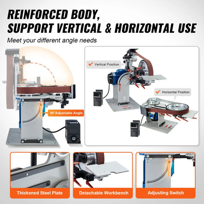 Belt Grinder Sander 72 x 2-Inch Belt Polisher with VFD 3 Grinding Moulds - Image 6