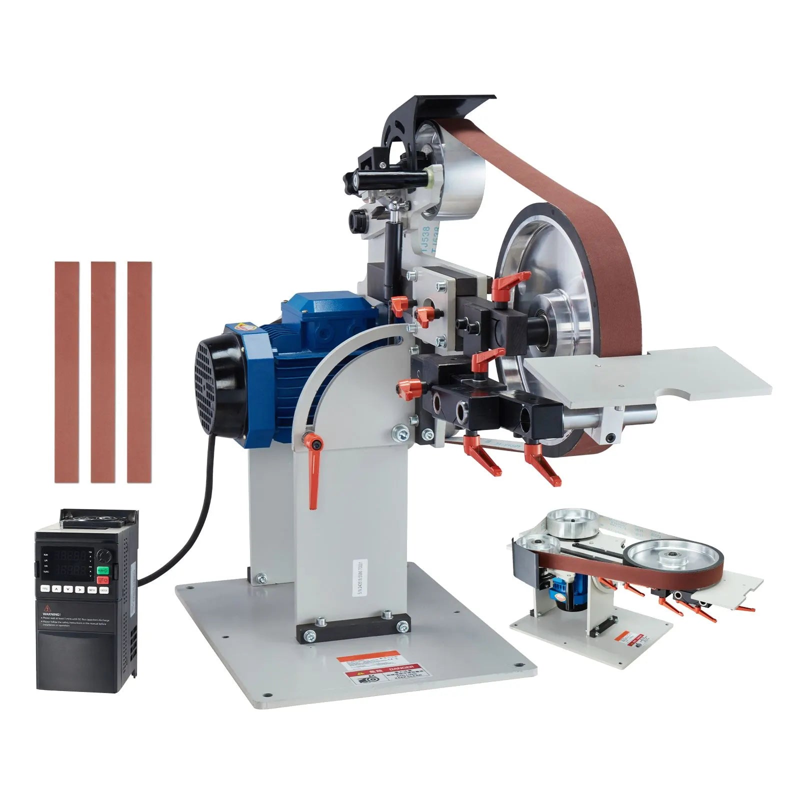 Belt Grinder Sander 72 x 2-Inch Belt Polisher with VFD 3 Grinding Moulds - Image 9
