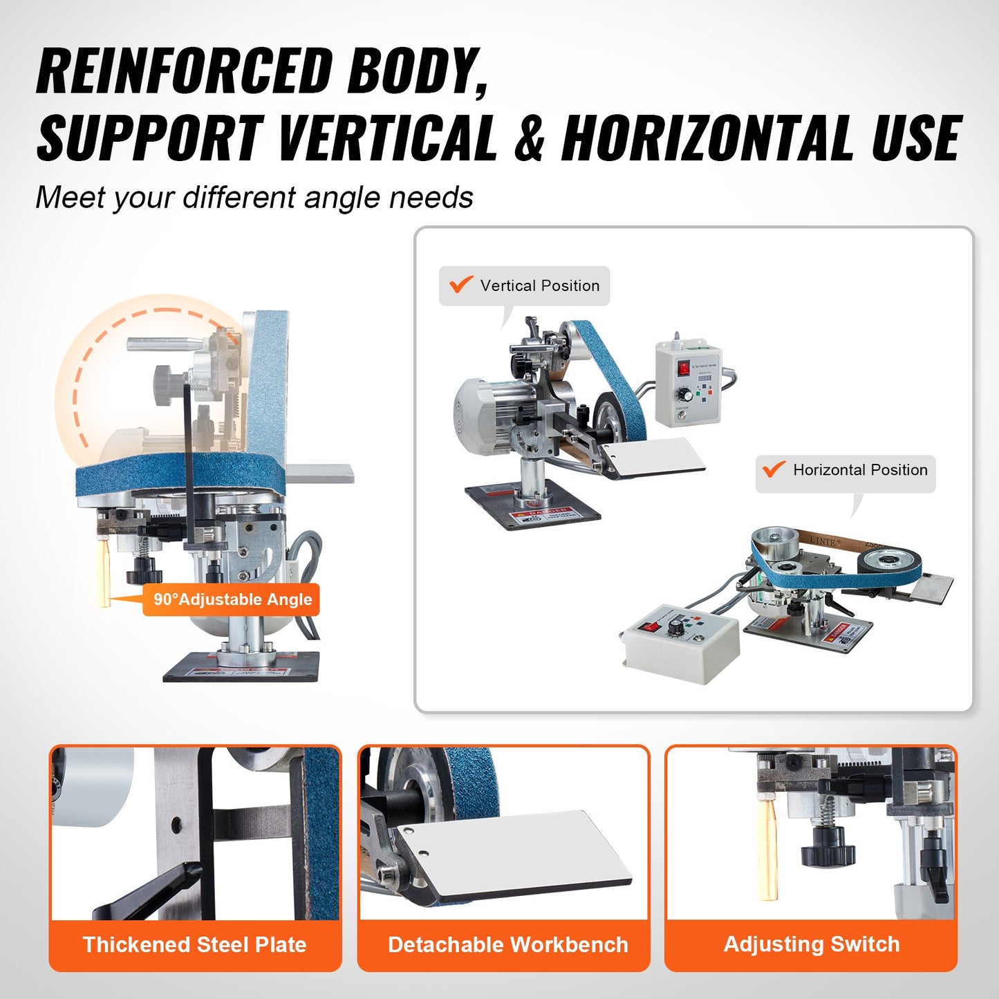 Belt Grinder Sander, 30 x 1-Inch Variable Speed Belt Polisher with VFD, 550W Polishing Grinding Machine with 2 Grinding Moulds & 3PCS Sanding Belts for Metalworking, Knife Making - Image 6