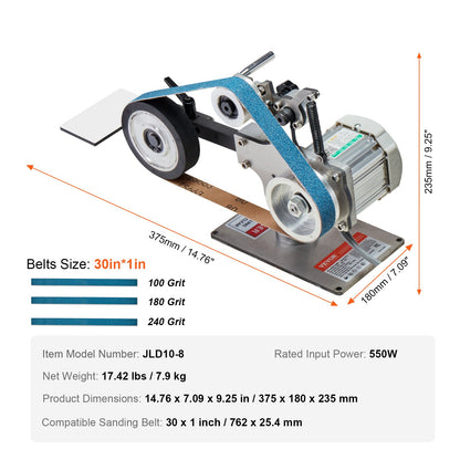 Belt Grinder Sander, 30 x 1-Inch Variable Speed Belt Polisher with VFD, 550W Polishing Grinding Machine with 2 Grinding Moulds & 3PCS Sanding Belts for Metalworking, Knife Making - Image 7