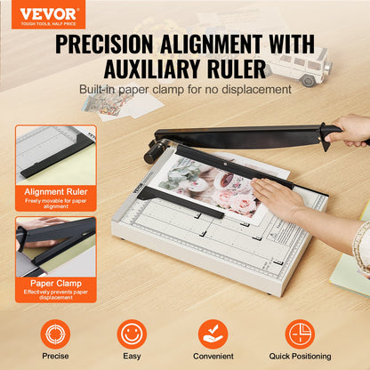Paper Cutter, Guillotine Trimmer, 381 mm Cut Length, 16 Sheets Capacity, Heavy Duty Guillotine Paper Cutter with Guard Rail/Blade Lock for Cardstock/Cardboard, Paper Trimmer for Home Office - Image 2