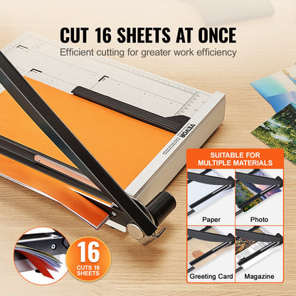 Paper Cutter, Guillotine Trimmer, 381 mm Cut Length, 16 Sheets Capacity, Heavy Duty Guillotine Paper Cutter with Guard Rail/Blade Lock for Cardstock/Cardboard, Paper Trimmer for Home Office - Image 3