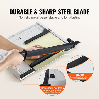 Paper Cutter, Guillotine Trimmer, 381 mm Cut Length, 16 Sheets Capacity, Heavy Duty Guillotine Paper Cutter with Guard Rail/Blade Lock for Cardstock/Cardboard, Paper Trimmer for Home Office - Image 5